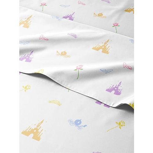 Kids Twin Size Princess Bed Sheets - 3 Piece Kids Princess Sheet Set