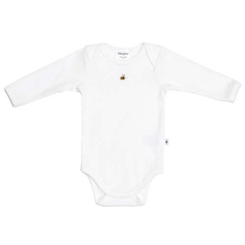 Cotton Bodysuit - White Bee | Dimples | Baby Clothing NZ | White Bee