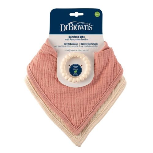 Dr. Brown's Muslin Bandana Bibs with Flexees Beaded Teether Ring