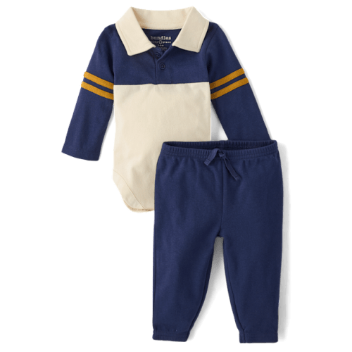 Baby Boys Varsity Stripe 2-Piece Playwear Set - Blue