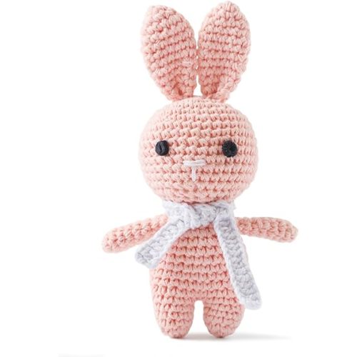 Moyii Handmade Crochet Bunny Baby Rattle - Soft Cotton Amigurumi Sensory Shaker Toy for Newborns & Infants - Easy Grip Lovey Sleep Toy & Neutral Nursery Decor Shower Gift