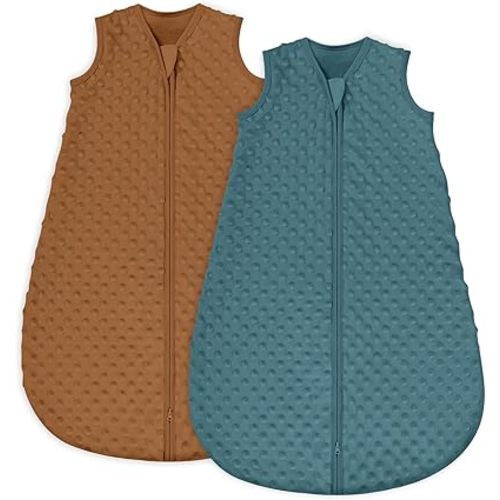 Yoofoss Fleece Baby Sleep Sack 6-12 Months with Plush Dots, TOG 1.5 Baby Wearable Blanket with 2-Way Zipper, Cotton Toddler Sleep Sack Fleece