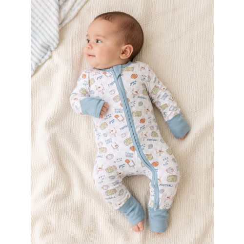 2-Way Zip Romper, Football Check