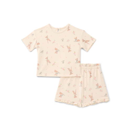 Bambi Baby Girls Faun Friends Textured Knit Top and Ruffle Shorts Set, 2-Piece, Sizes 0M-24M