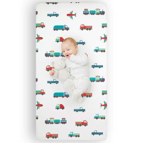 Wildkin Kids 100% Cotton Fitted Crib Sheet for Boys and Girls (Transportation Blue)