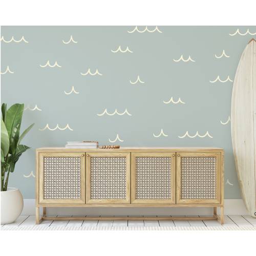 Ocean Wave Wall Decals - Removable Wall Decor, Beach Nursery Decals, Nautical Nursery Decor, Costal Cottage Kids Room Wall Stickers - WB069