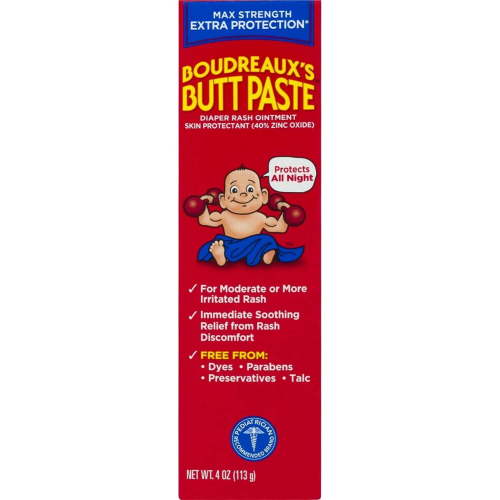 Boudreaux's Butt Paste Maximum Strength Diaper Rash Cream, Ointment for Baby, 4 oz Tube