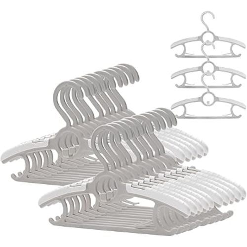 Stormix 20 Pack Extendable Baby Hangers, 11"-14.5" Adjustable Plastic Closet Infant Hangers for Nursery, Stackable & Space-Saving Pant Hanger for Newborn Girl Boy Toddler Kids Child Gray