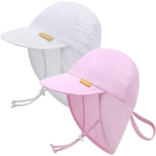 Baby Sun Hat with Neck Flap - UPF 50+ Toddler Beach Hat - Infant Summer Hat for Boys Girls-6-24M