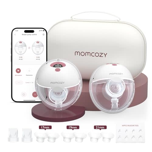 Momcozy M5 Smart APP Controlled Wearable Breast Pump, Hands-Free Wireless Electric Pump, 3 Modes 9 Suction Levels, BPA-Free, Portable Lightweight, 24m