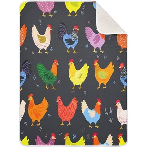 Burbuja Chickens Baby Blanket for Boys Girls, Nursery Soft Warm Swaddling Receiving Baby Blankets, 30x40 in Toddler Blanket