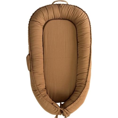 Infant Lounger, Baby Lounger Cover for Baby Girls & Boys, Portable Baby Support Cushion, Newborn Essentials for Baby 0-12 Months, 100% Cotton Breathable, Travel Baby Lounger (Golden Brown)