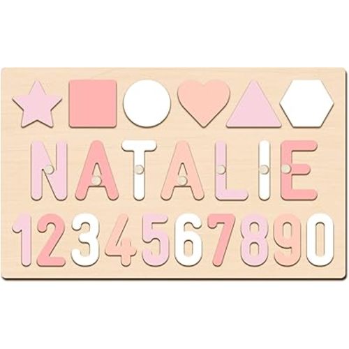 Name Puzzle Baby Gifts for Girl Boy, Todder Toy for Montessori Learning, 1 Year Old Baby Gift for Christmas Birthday