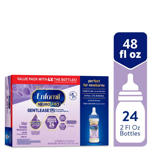 Enfamil NeuroPro Gentlease Liquid Baby Formula, For Fussiness, Crying, Gas, & Spit-up, 2 Fl Oz Bottle, 24 count