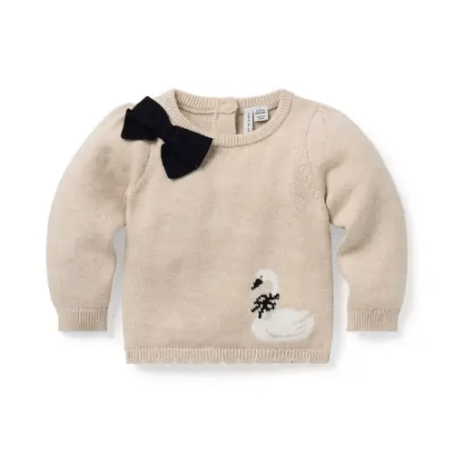 Baby Light Cocoa Heather Baby Swan Bow Sweater by Janie and Jack