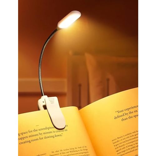 Monotremp Book Lights for Reading at Night in Bed, 80 Hours Runtime Rechargeable Reading Lights for Books in Bed, 3 Brightness Levels × 3 Color Temperatures, 1.3 oz Lightweight
