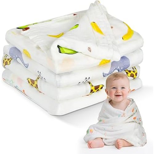 Cotton Muslin Swaddle Blankets for Newborn - 4 Pack Breathable Receiving Blankets for Baby - 47''X47'' Large Soft Thin Unisex Baby Blanket Burp Clothes Baby Bath Towel Stroller Cover