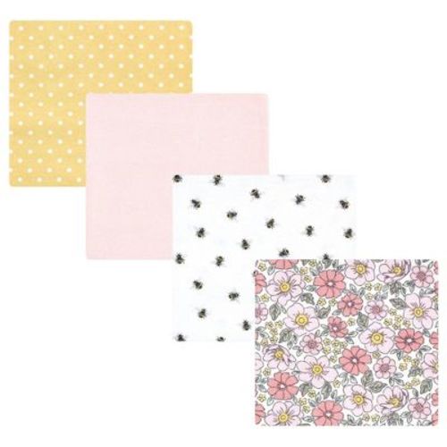 Hudson Baby Infant Girl Cotton Poly Flannel Receiving Blankets, Pink Yellow Pretty Floral, One Size