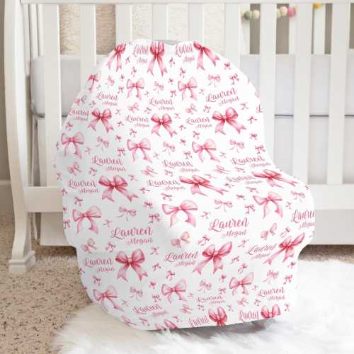 Coquette Car Seat Canopy, Coquette Car Seat Baby Cover, Infant Car Seat Cover, Pink Bow Nursery, Coquette Infant Seat Cover, G90
