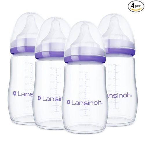 Lansinoh Anti-Colic Baby Bottles, 8 Ounces, 4 Count