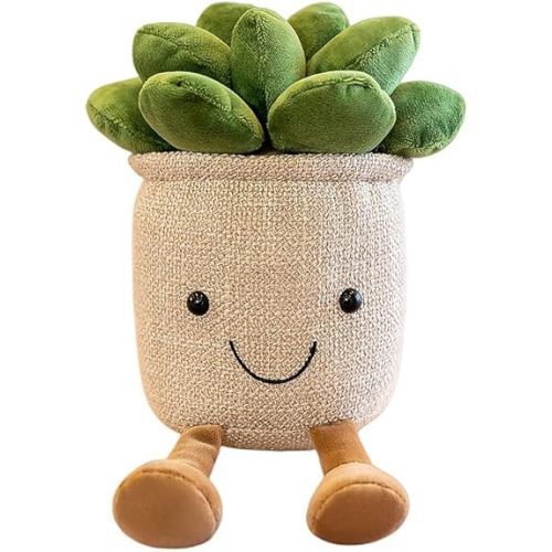 XZJMY 1Pack Succulents Plush Toy,Potted Plant Stuffed Plush Pillow Decoration,Cute Plants Plush Toy, Plush Toys Gift for Kids Girls (Khaki,Succulents)