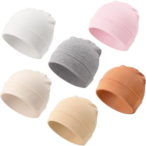 DRESHOW BQUBO 6 Pack Baby Newborn Hats Set for Unisex Infant Newborn Toddler Soft Beanie Hat for Boys Girls 0-24 Months