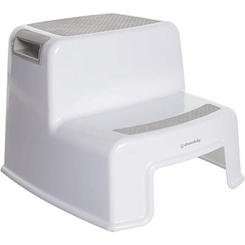 Dreambaby - 2 Up Toddler Step Stool With Non Slip Base, Kids Step Stool for Bathroom, Potty Training and Kitchen, Holds up to 175lbs - Grey & White