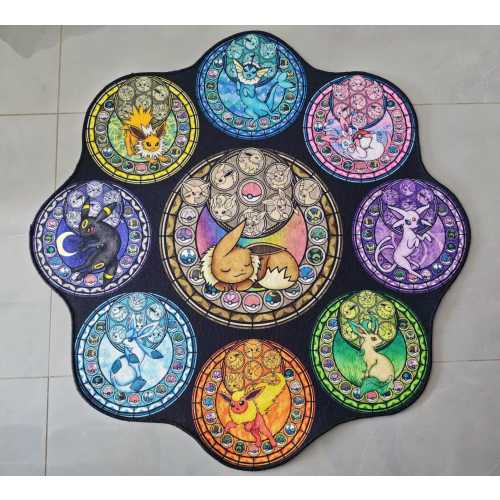 Japanese Anime Rug, Eevee Vaporeon Espeon Sylveon Leafeon Umbreon Handmade Non-slip Area Rug Home Decor Mat