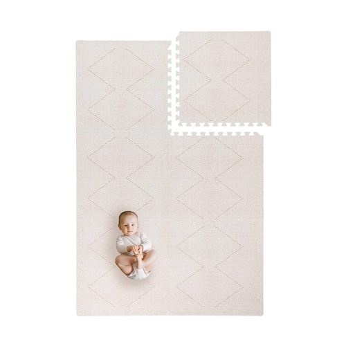 Toddlekind Playmat - Premium Foam Playmat, 4 x 6 feet, 6 Tile Extra Thick Foam Floor Puzzle Mat for Babies/Toddlers Stylish, Non-Toxic, Odorless. Perfect for Tummy Time & Play. 0m+ (Off White)