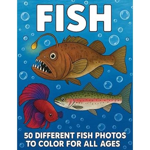 Coloring Book for Kids & Adults: 50 Unique Freshwater & Saltwater Fish in Alphabetical Order – Bold, Easy Designs for Relaxation, Stress Relief & ... the surface—one relaxing fish at a time!
