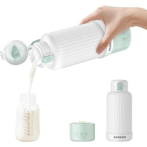 Portable Milk Warmer for Travel - The Portable Bottle Warmer On The Go with 16.9 Ounces Large Capacity and 10000mAh Long Battery Life, Meet All Your Baby Travel Essentials Needs(Green)