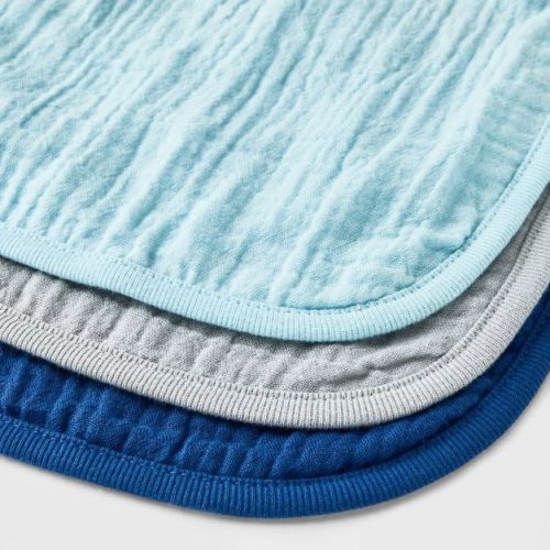 Baby 3pk Basic Muslin Burp Cloth - Cloud Island™ Blue: Cotton, Newborn and Up, 19.5" x 8.25", Pack of 3