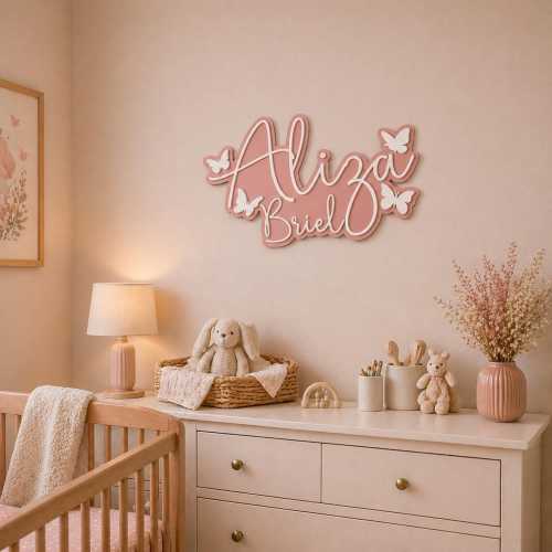 Personalized Butterfly Name Sign for Nursery, Custom Baby Name Wall Decor, Nursery Name Sign, Wooden Baby Name with Butterflies,Newborn Gift