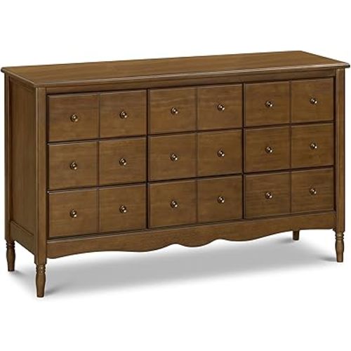 Namesake Liberty 9-Drawer Dresser with 9+ inch Drawer Extension in Natural Walnut, Fully Assembled, Greenguard Gold Certified, Smooth Glide, Adult and Child Nursery Dresser, Vintage/Apothecary Design