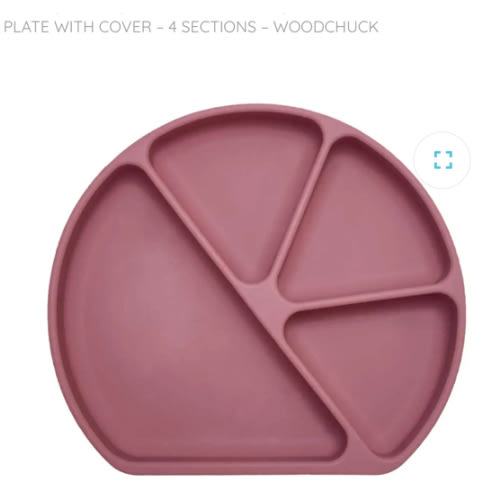 Silicone Divided Suction Plate with Cover – 4 Sections – Woodchuck - otterlove by Platinum Pure | Premium Platinum Silicone Products for Babies & Toddlers