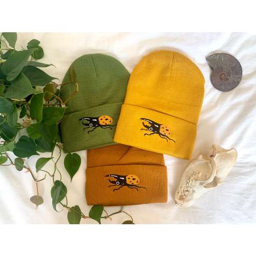 Hercules Beetle Beanie / Bug Hat / Insect Hat / Entomology / Entomologist / Embroidered Hat