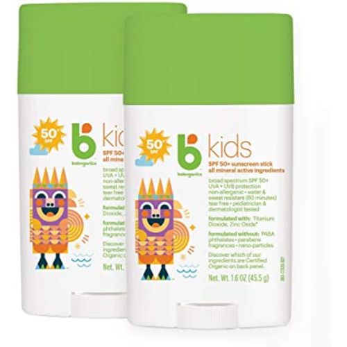 Babyganics SPF 50 Travel Size Kids Sunscreen Stick UVA UVB Protection | Water & Sweat Resistant |Non Allergenic, 1.6oz (Pack of 2)