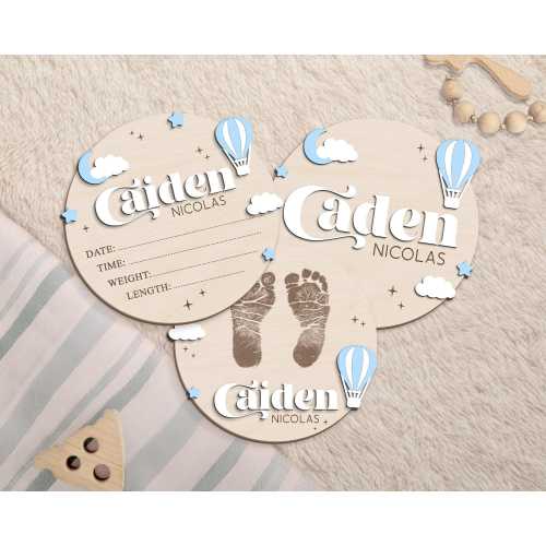 Wooden Birth Announcement Sign, Baby Announcement Sign for Hospital, Balloon Baby Name Sign, Baby Name With Birth Stats, Baby Name Reveal