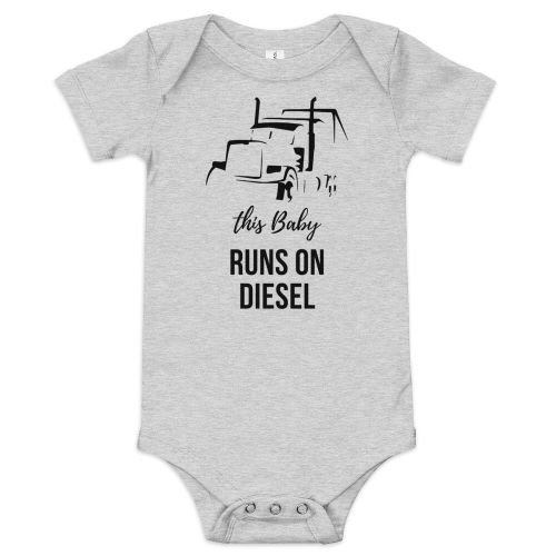This Baby Runs on Diesel Semi Truck Baby Onesie Perfect for Little Truckers Baby short sleeve one piece