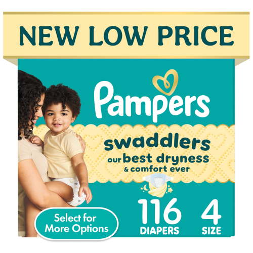 Pampers Swaddlers Fragrance Free Baby Diapers Size 4, 116 Count (Select for More Options)