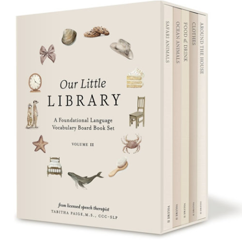 Our Little Library Vol. 2: First 100 Words Board Book Box Set, including Ocean Animals, Safari Animals, Food and Drink, Clothes, and Around the House (Tabitha Paige Children's Book Series)