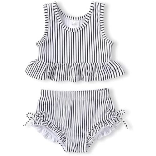 HAPPYMA Baby Swimsuit Toddler Girl Bathing Suit Summer Stripe Bikini Set Beach Two Piece Swim Wear