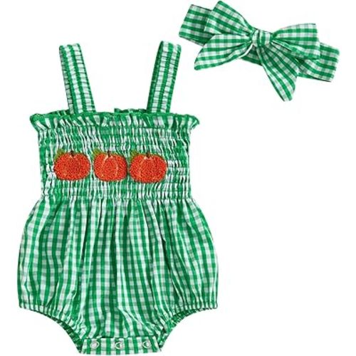 Kuriozud Valentines Day Outfit Baby Girl Bubble Romper Spaghetti Strap Onesie My First/1st Valentines Day Clothes Clothing