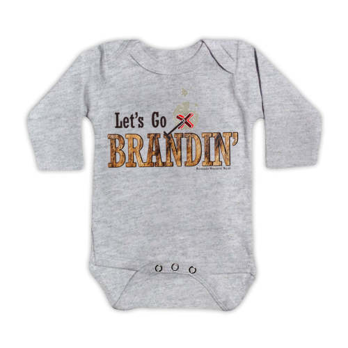 REMUDA WESTERN WEAR LET'S GO BRANDIN' Infant Western One Piece Romper - Heather Gray / Long Sleeve / 0-3 Mo