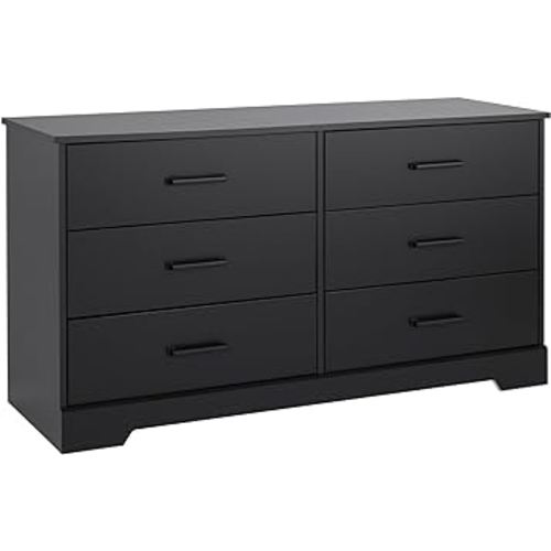 Prepac Rustic Ridge Farmhouse 6-Drawer Double Dresser, Black Dresser for Bedroom, Chest of Drawers with 6 Storage Drawers, 53.25” wide x 18.25” deep x 28.5” tall, Black