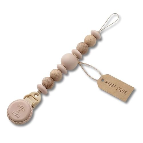Silicone Pacifier Clip – Metal-Free Design, Lightweight Pacifier Holder for Everyday Use – Beige - Mila & Lulu