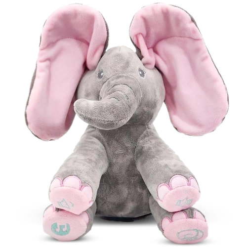 DimpleChild Interactive Singing Elephant Toy, Peekaboo Plush for Babies and Toddlers