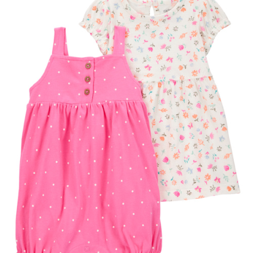 Multi Baby Girl 2-Piece Rainbow Dress & Romper Set | Carter’s Oshkosh Canada