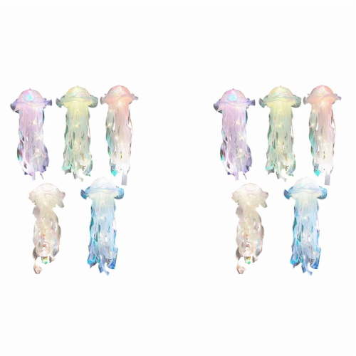 10 Pcs Jellyfish Night Light Portable Flower Lamp Hanging Jellyfish Lights for Bedroom Room Atmosphere Decoration Lamp