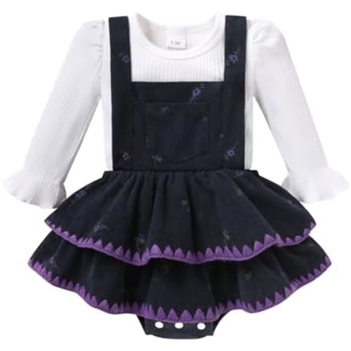 YOUNGER TREE Newborn Baby Girl Fall Winter Outfits Long Sleeve Romper Corduroy Overall Dress Infant Skirt Clothes Sets